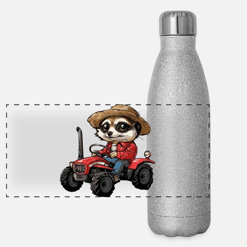 Erdmännchen Traktor Farmer Panorama Glitzer Isolierflasche 500 ml