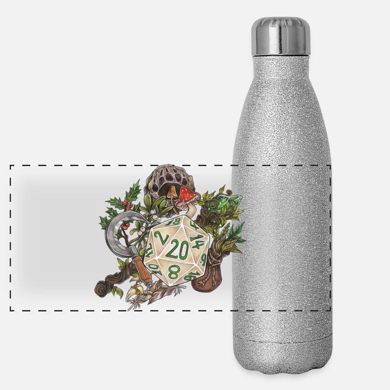 Rollenspiel Tabletop D20 Würfel Geschenk Druide Panorama Glitzer Isolierflasche 500 ml