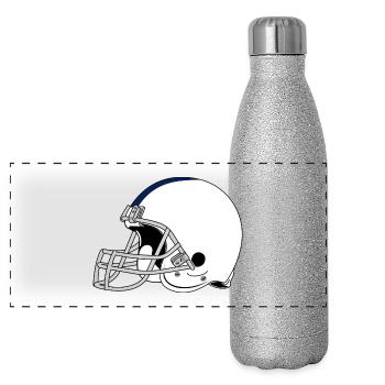 Casque de football - Gourde isotherme panoramique pailletée 500 ml - paillettes argentées - Devant