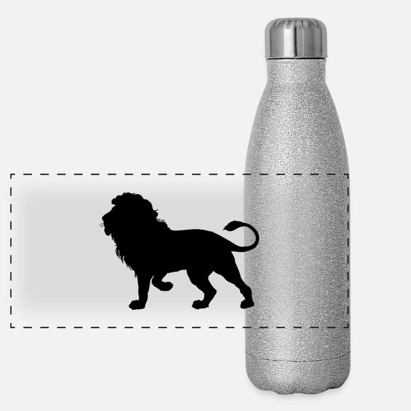 Löwe Silhouette Panorama Glitzer Isolierflasche 500 ml