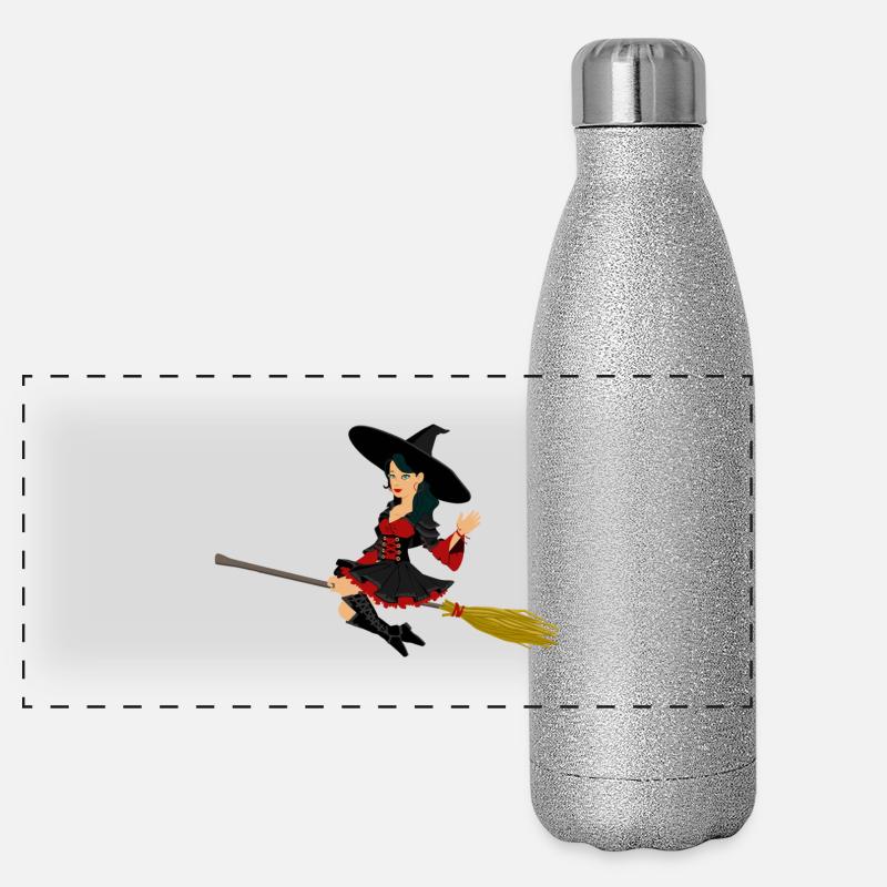 Sorcière sur balai Gourde isotherme panoramique pailletée 500 ml