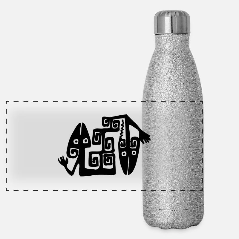 Lizard Illustration Ethno Style Panorama Glitzer Isolierflasche 500 ml