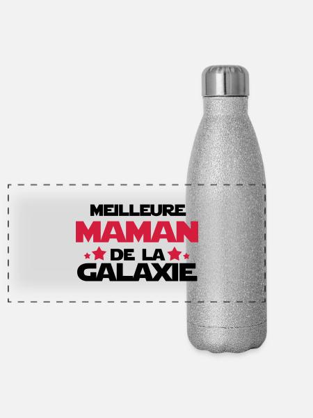 meilleure maman - Gourde isotherme panoramique pailletée 500 ml - paillettes argentées - Devant