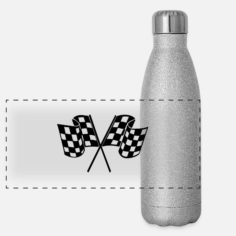 Flag Race Car Destination Motorcycle Panoramic Glitter Thermal Bottle 500 ml