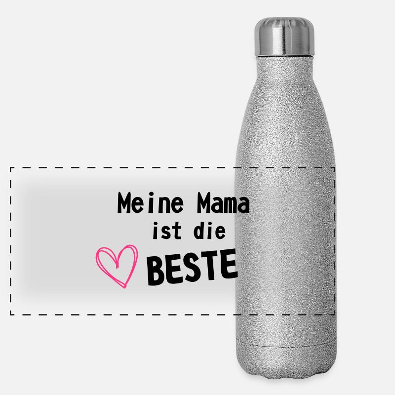 Mama ist die Beste - Panorama Glitzer Isolierflasche 500 ml - Silber Glitzer