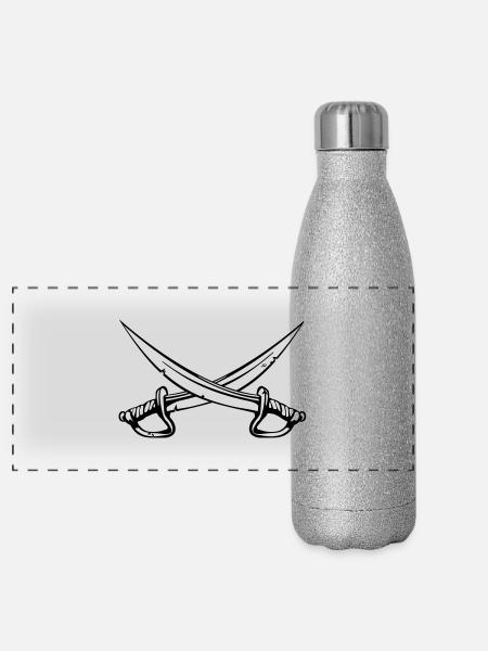 Säbel - Panorama Glitzer Isolierflasche 500 ml - Silber Glitzer - Vorne