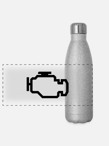 Check Engine Light - Panoramic Glitter Thermal Bottle 500 ml - silver glitter - Front