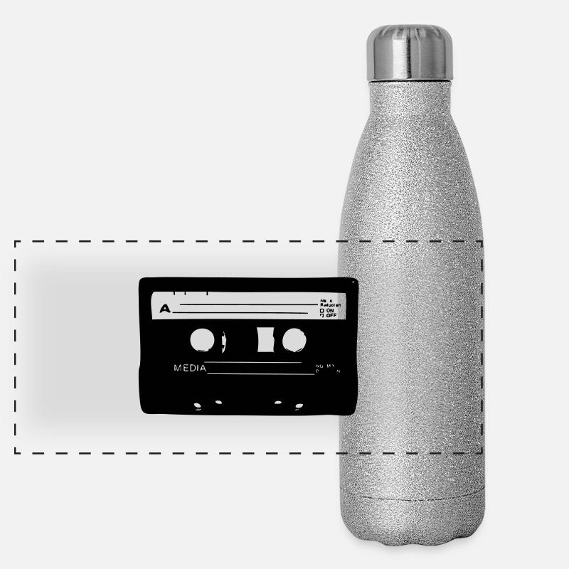 Retro Kasette Panorama Glitzer Isolierflasche 500 ml