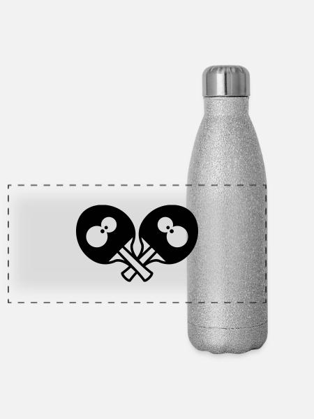 Funny Table Tennis Rackets - Panorama Glitzer Isolierflasche 500 ml - Silber Glitzer - Vorne