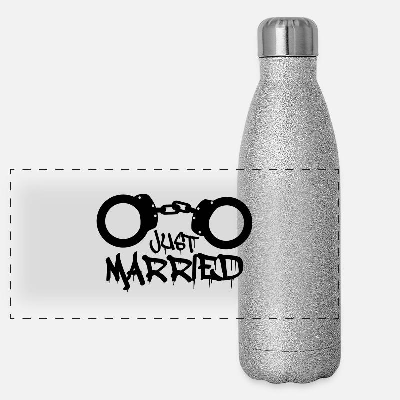 Just married prisonnier menotté drôle Gourde isotherme panoramique pailletée 500 ml