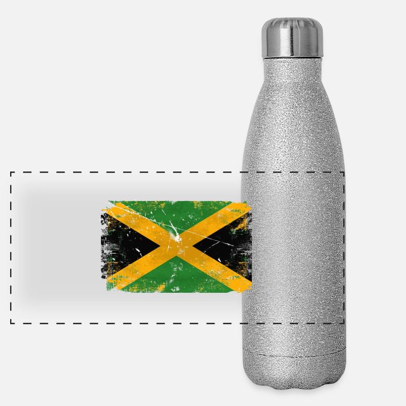 Jamaica Vintage Flag Panorama Glitzer Isolierflasche 500 ml