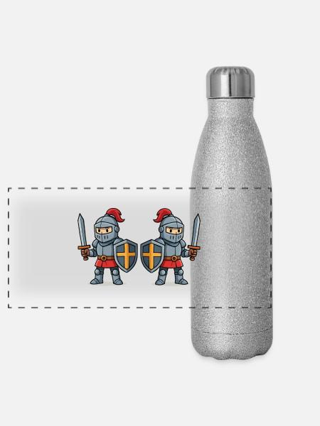 Bande dessinée Knight 2 - Gourde isotherme panoramique pailletée 500 ml - paillettes argentées - Devant