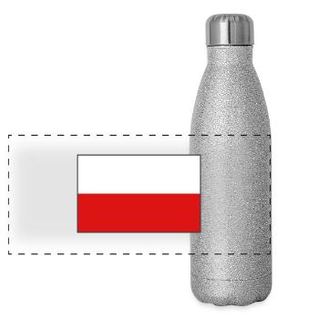 Poland truecolor Flag 2160px - Panoramic Glitter Thermal Bottle 500 ml - silver glitter - Front