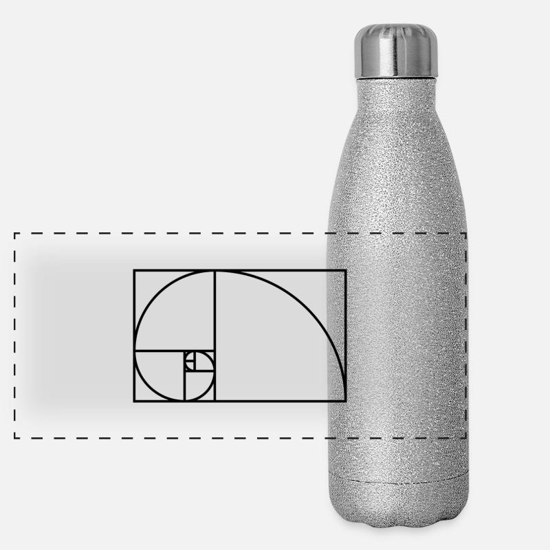 Fibonacci spiral math gift idea nerd Panoramic Glitter Thermal Bottle 500 ml