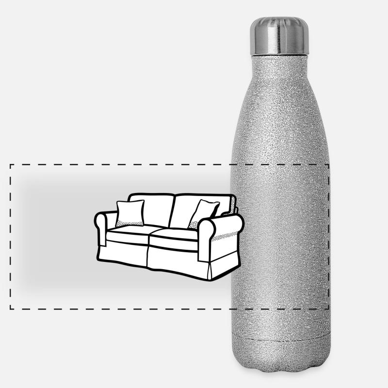 Couch - Panorama Glitzer Isolierflasche 500 ml - Silber Glitzer