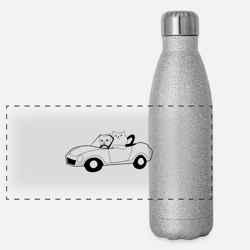 Les chats dans un cabriolet Gourde isotherme panoramique pailletée 500 ml