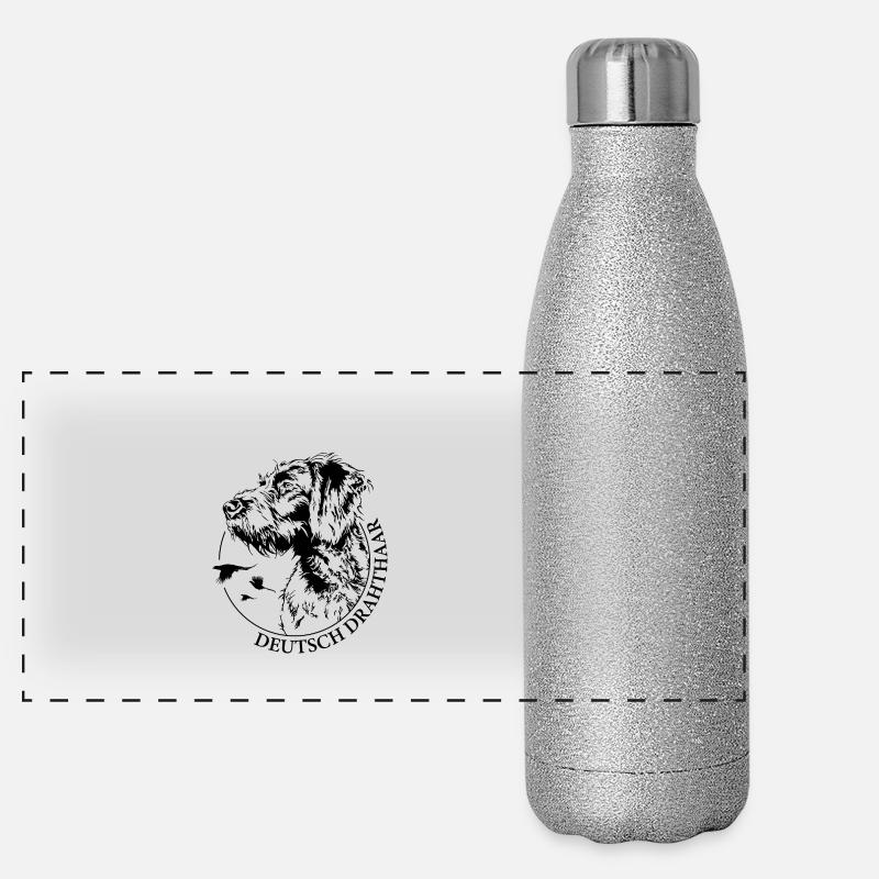 German Wirehaired Portrait Hunting Dogs Wilsigns Panoramic Glitter Thermal Bottle 500 ml