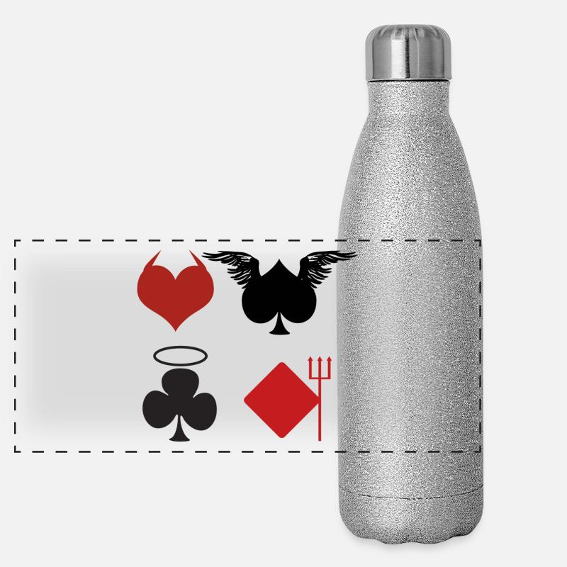 Poker Black Jack Ass Devil Devil Ange Carte Casino Gourde isotherme panoramique pailletée 500 ml