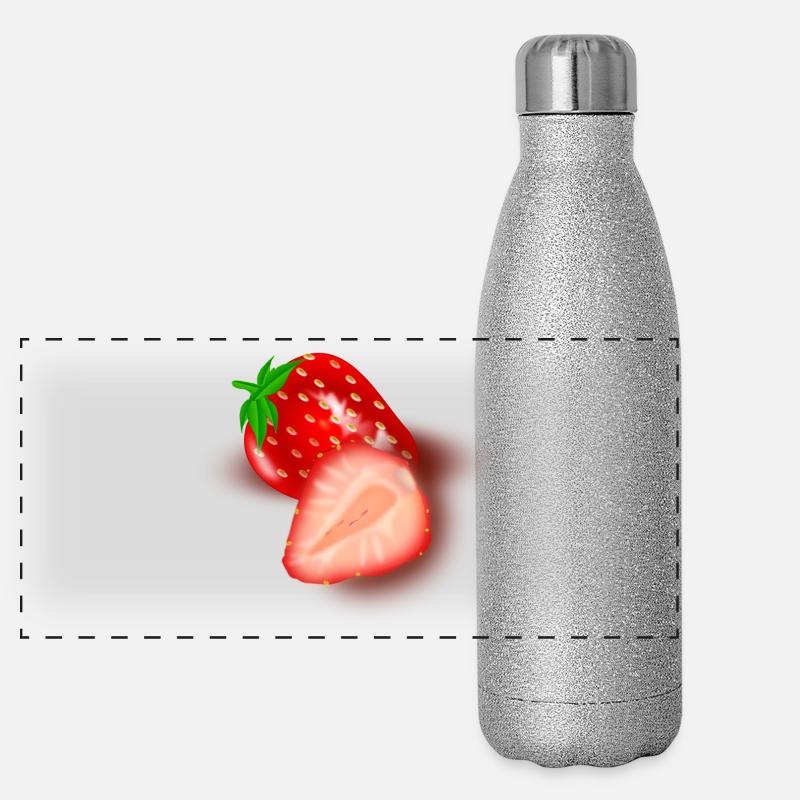 Erdbeer-Schnittbild Illustration Panorama Glitzer Isolierflasche 500 ml