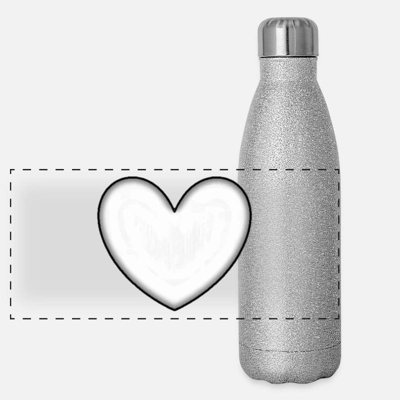 Valentinstag Geschenk Valentinstag - Panorama Glitzer Isolierflasche 500 ml - Silber Glitzer