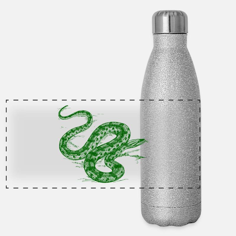 Serpent vert Gourde isotherme panoramique pailletée 500 ml