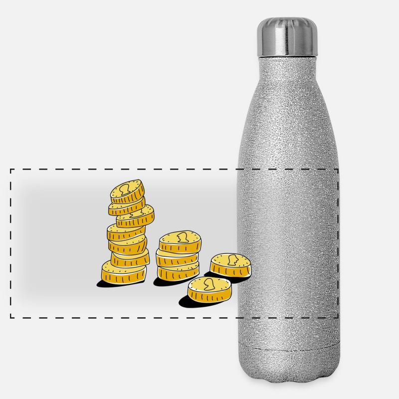Geld Münzen Panorama Glitzer Isolierflasche 500 ml