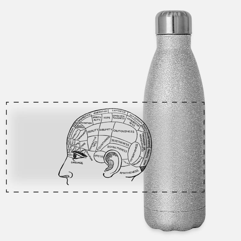Tête avec la pensée, le cerveau Gourde isotherme panoramique pailletée 500 ml
