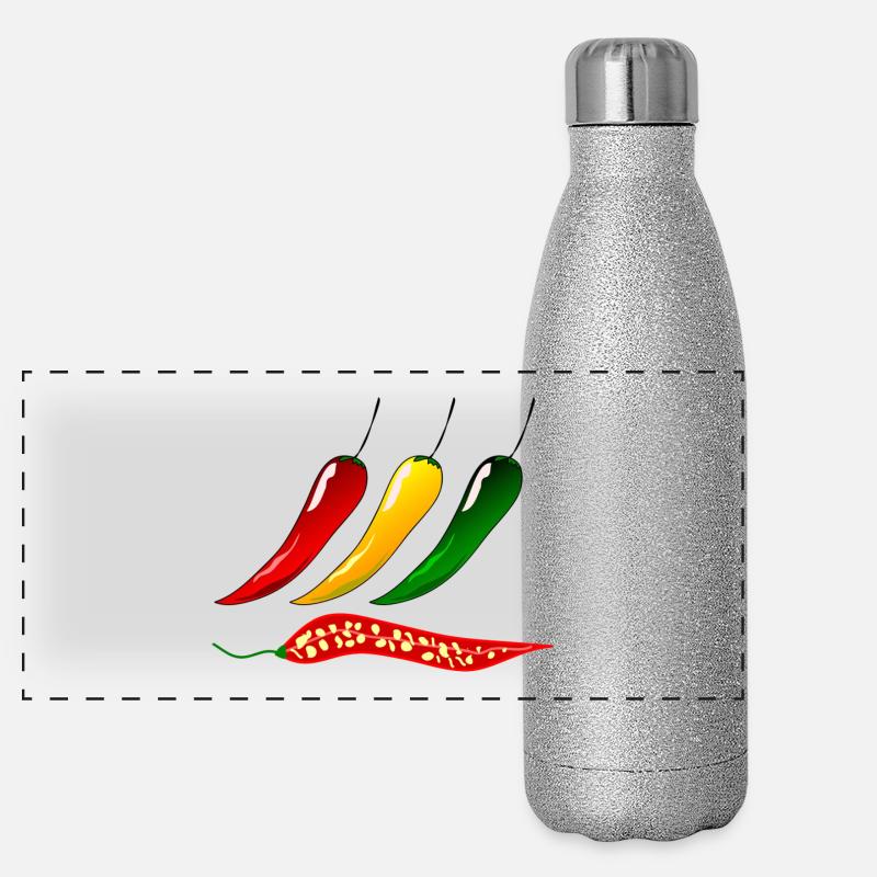 Chillis Peperoni Panorama Glitzer Isolierflasche 500 ml