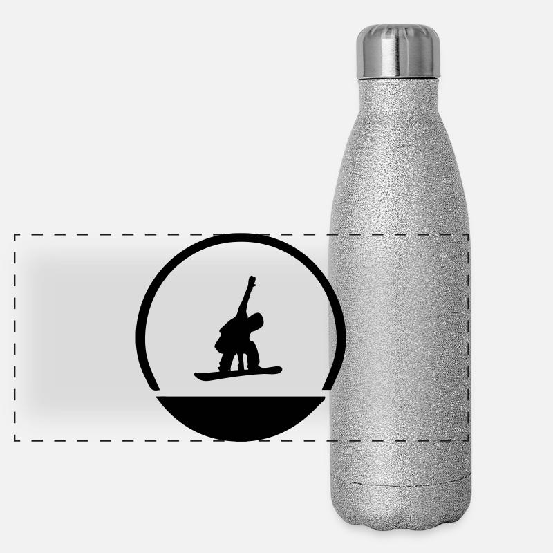 Snowboarder Emblem Panorama Glitzer Isolierflasche 500 ml