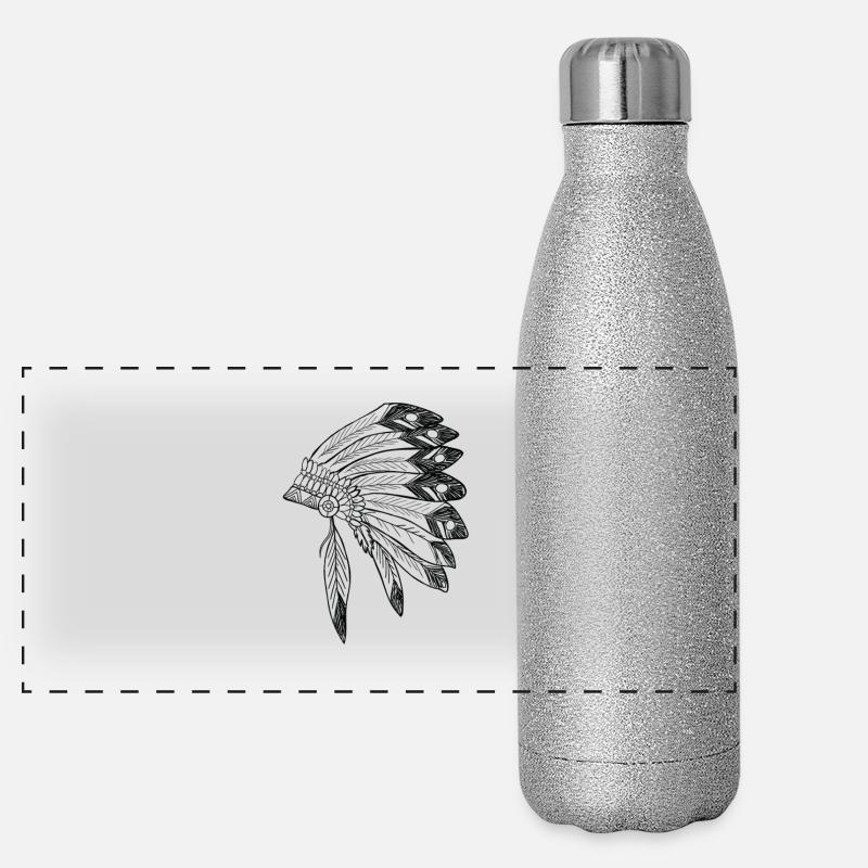 Coiffe Apache Guerrier Indien Gourde isotherme panoramique pailletée 500 ml