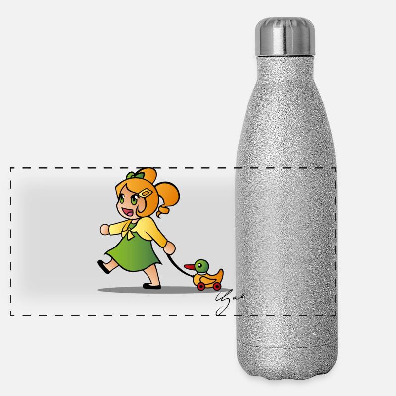Fille avec canard Gourde isotherme panoramique pailletée 500 ml