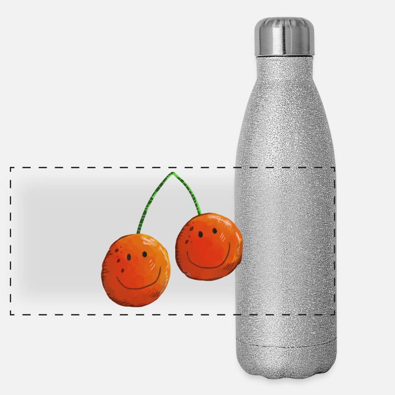 Lustige Früchtchen - Kirsche - Kirschen - Obst Panorama Glitzer Isolierflasche 500 ml