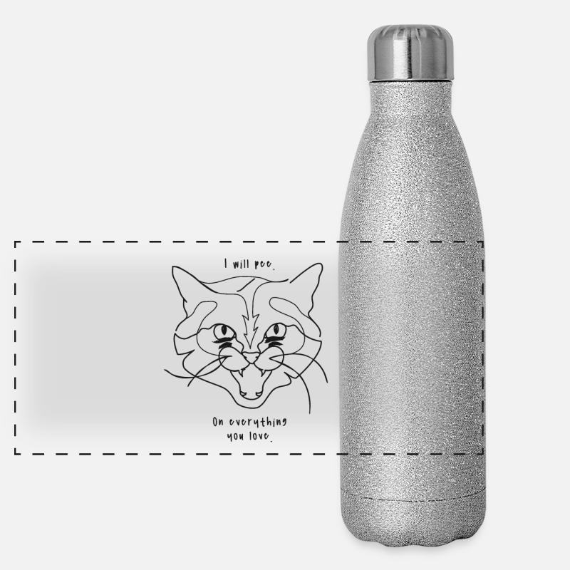 Cats Meme - Pee Panoramic Glitter Thermal Bottle 500 ml