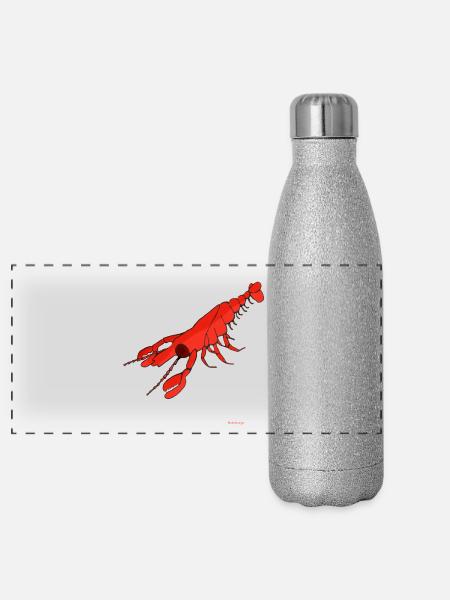 Hummer / Lobster - Panorama Glitzer Isolierflasche 500 ml - Silber Glitzer