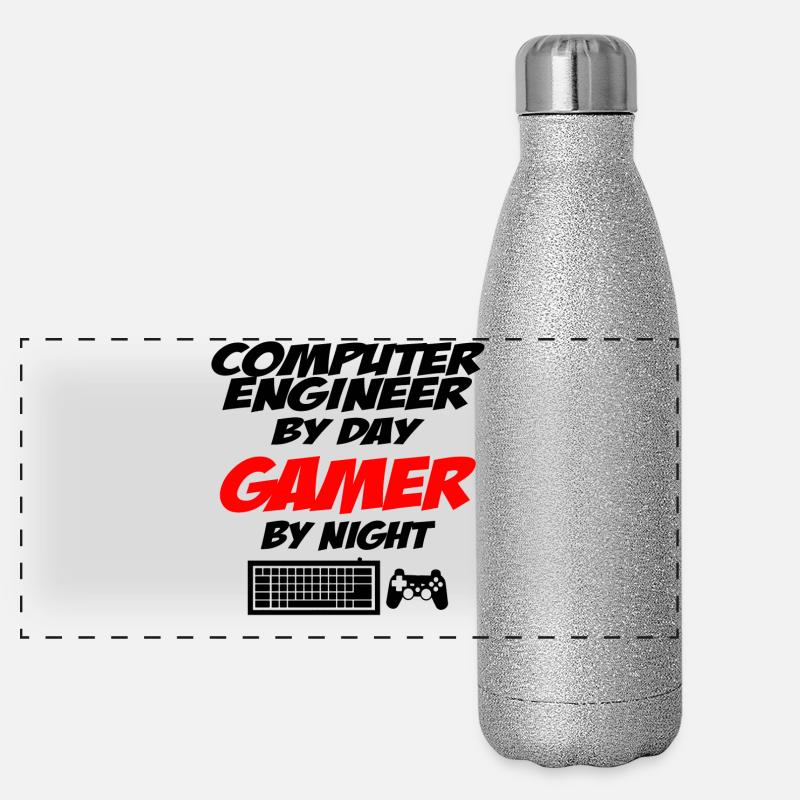 Conception typographique audacieuse pour les joueurs Gourde isotherme panoramique pailletée 500 ml