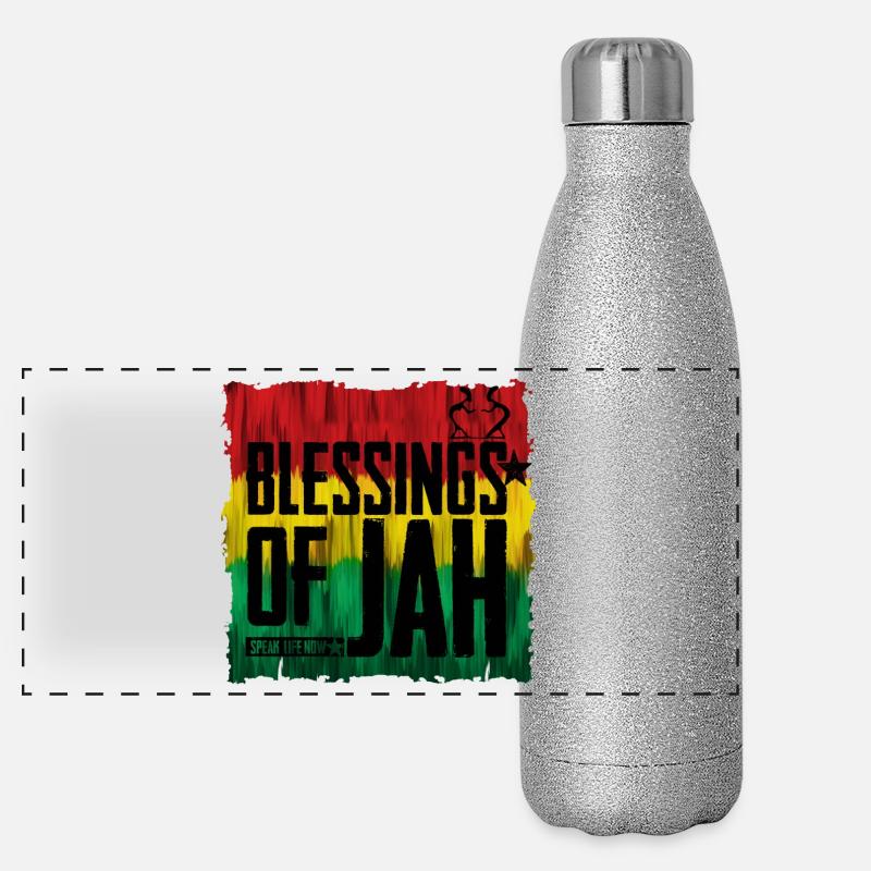 Bénédiction des JAH aux couleurs du reggae Gourde isotherme panoramique pailletée 500 ml