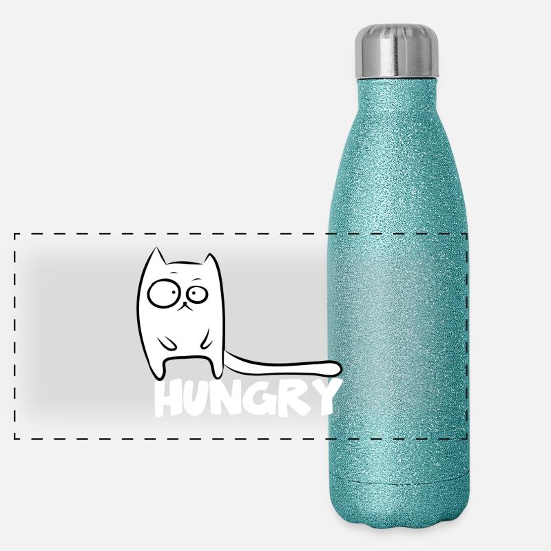 Chats affamés de chat drôle Gourde isotherme panoramique pailletée 500 ml