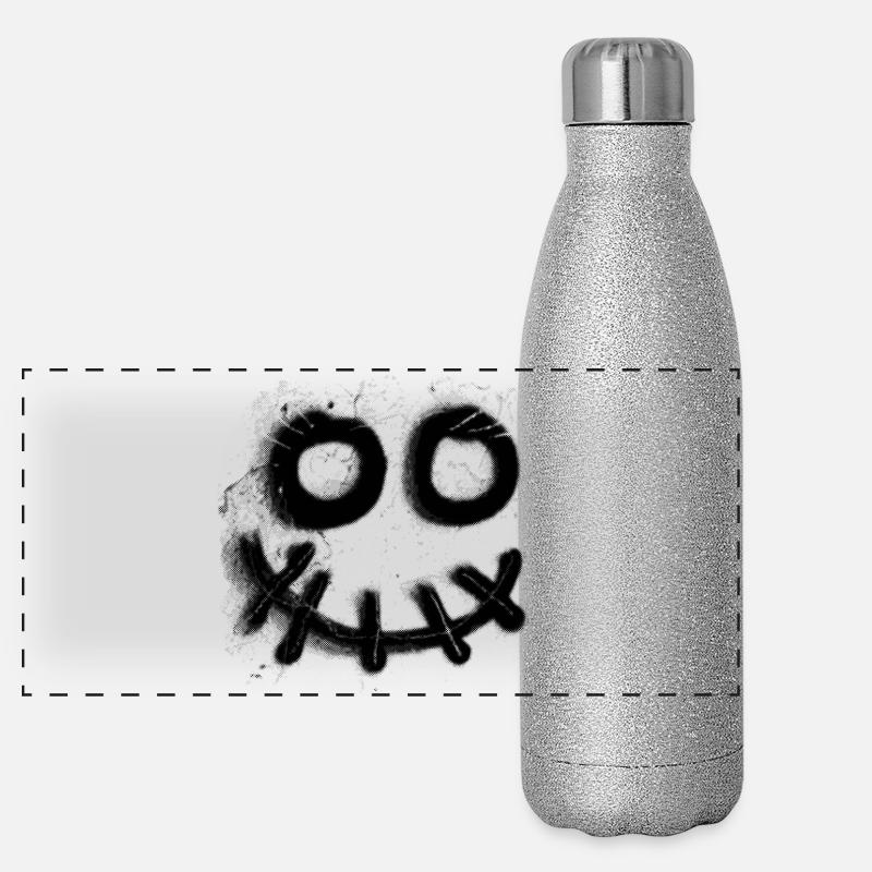 Emoji visage crâne cousu bouche Gourde isotherme panoramique pailletée 500 ml