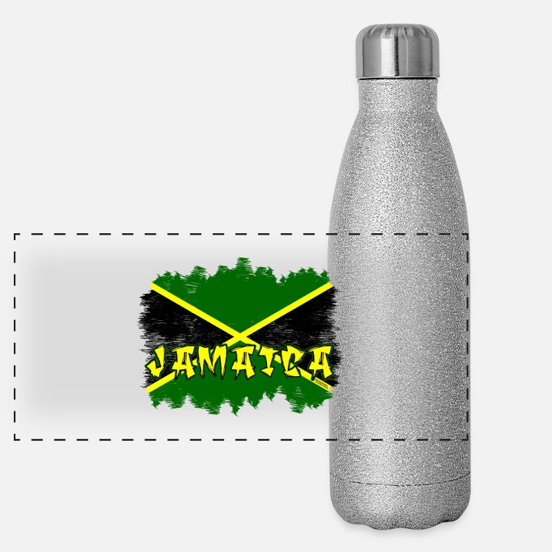 Jamaica Graffiti Flag Design Panoramic Glitter Thermal Bottle 500 ml