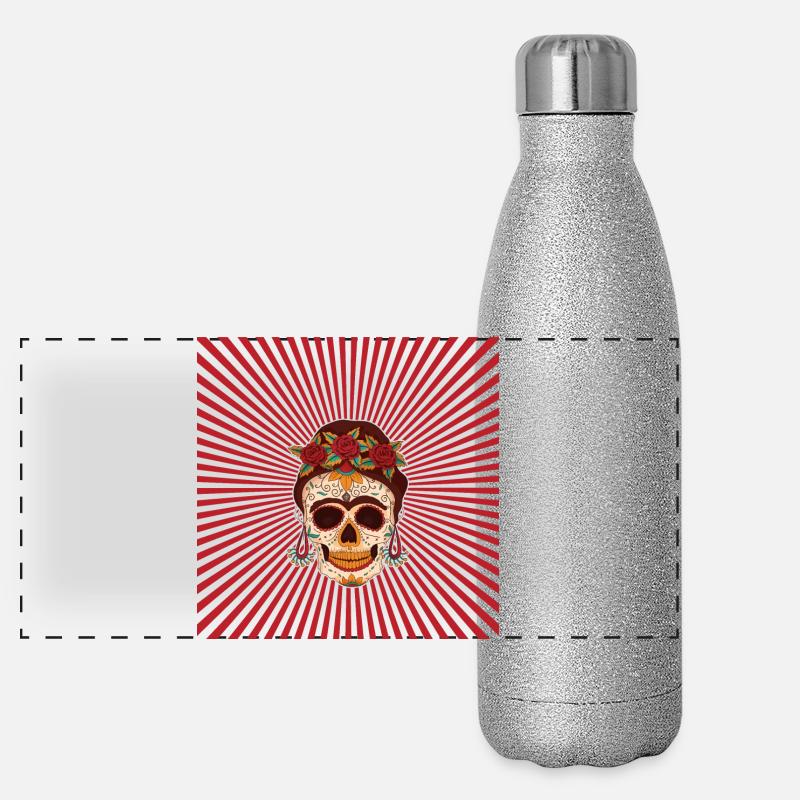 conception de l'affiche calavera sucre crâne crânes chingona Gourde isotherme panoramique pailletée 500 ml