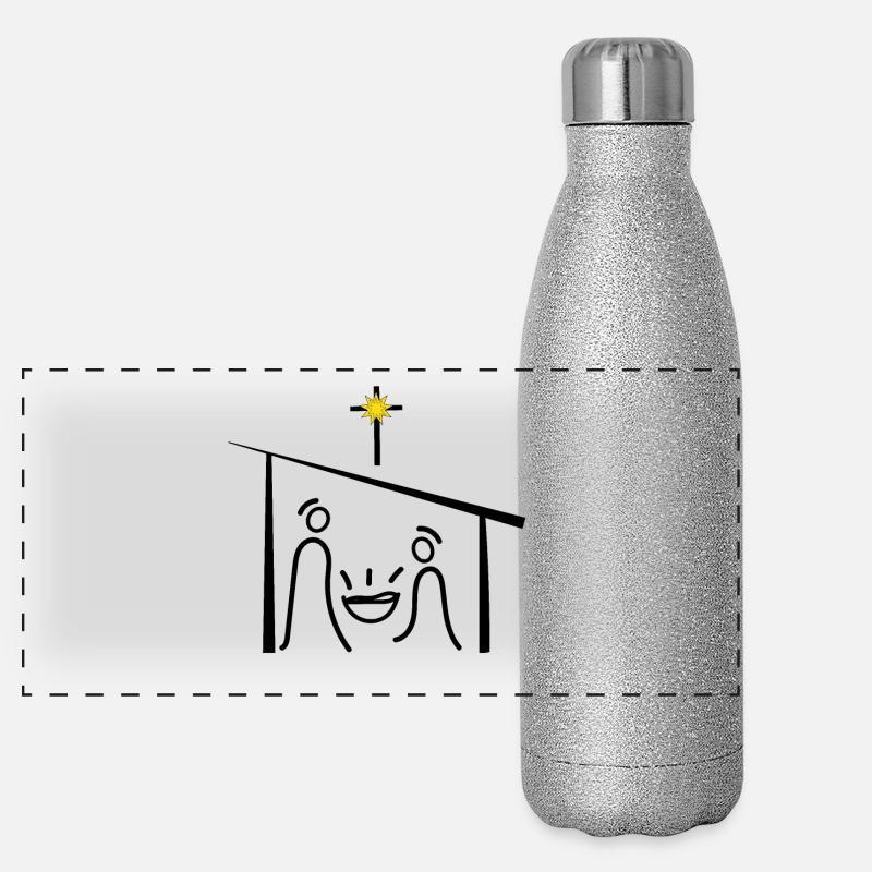 Weihnachtskrippe, Jesus, Weihnacht, Advent Panorama Glitzer Isolierflasche 500 ml