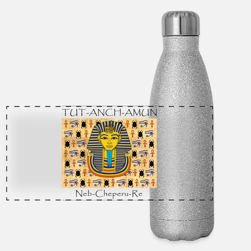 Toutankhamon I Papyrus I hiéroglyphes Gourde isotherme panoramique pailletée 500 ml