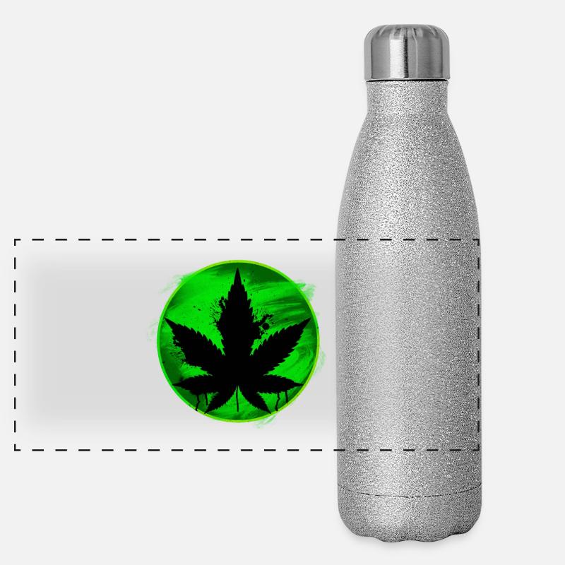 feuille de cannabis Gourde isotherme panoramique pailletée 500 ml