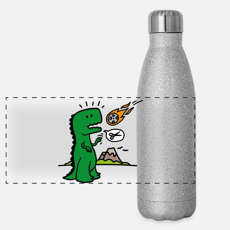 Rock paper scissors T-rex funny dinosaur comet Panoramic Glitter Thermal Bottle 500 ml