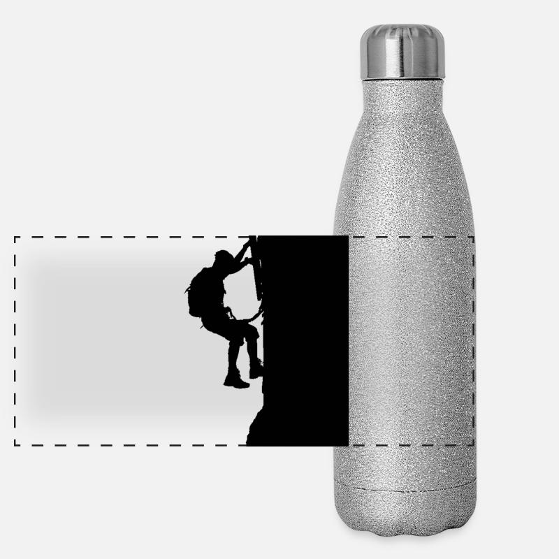 Klettersteig Geher Silhouette Schwarz Panorama Glitzer Isolierflasche 500 ml