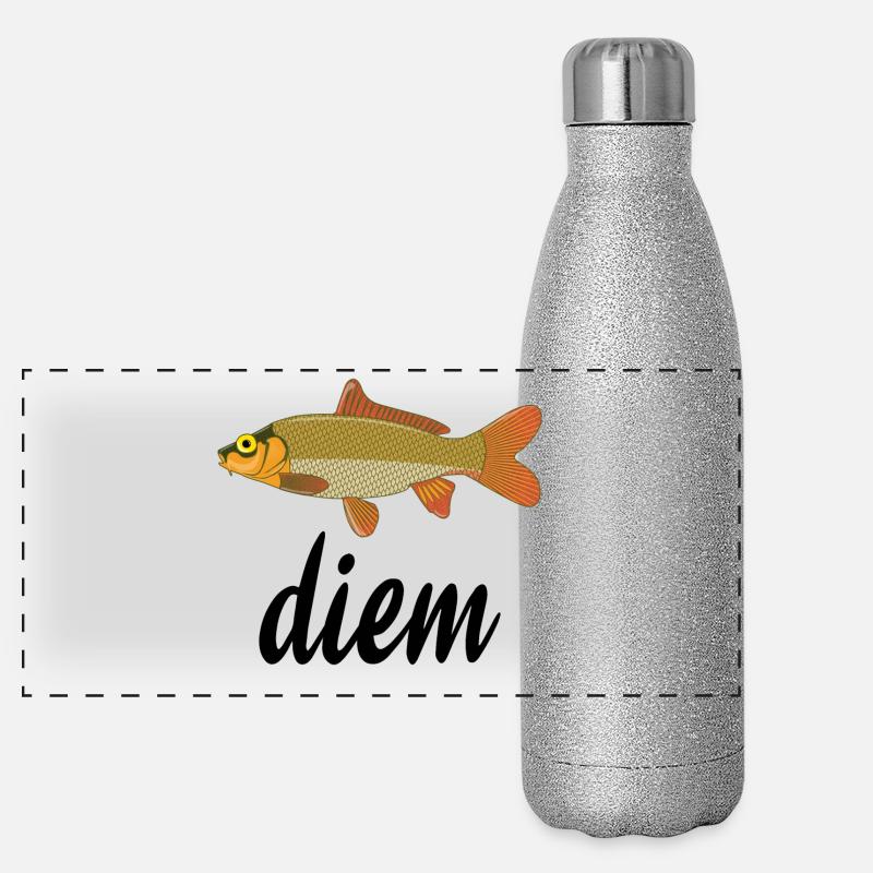 Poisson doré écailles orange Gourde isotherme panoramique pailletée 500 ml