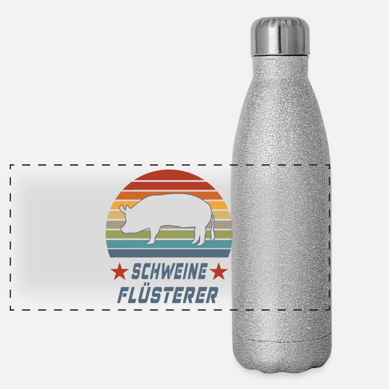 Schweine Flüsterer Design / Geschenkidee Panorama Glitzer Isolierflasche 500 ml