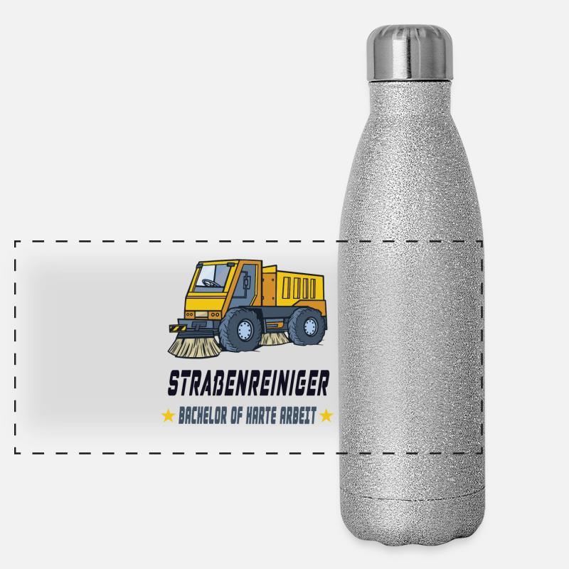 Straßenreiniger Design / Geschenkidee Panorama Glitzer Isolierflasche 500 ml