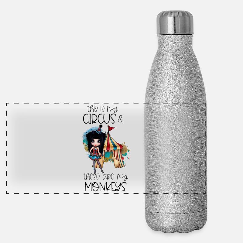 This Is My Circus These Are My Monkeys Spruch Panoramic Glitter Thermal Bottle 500 ml