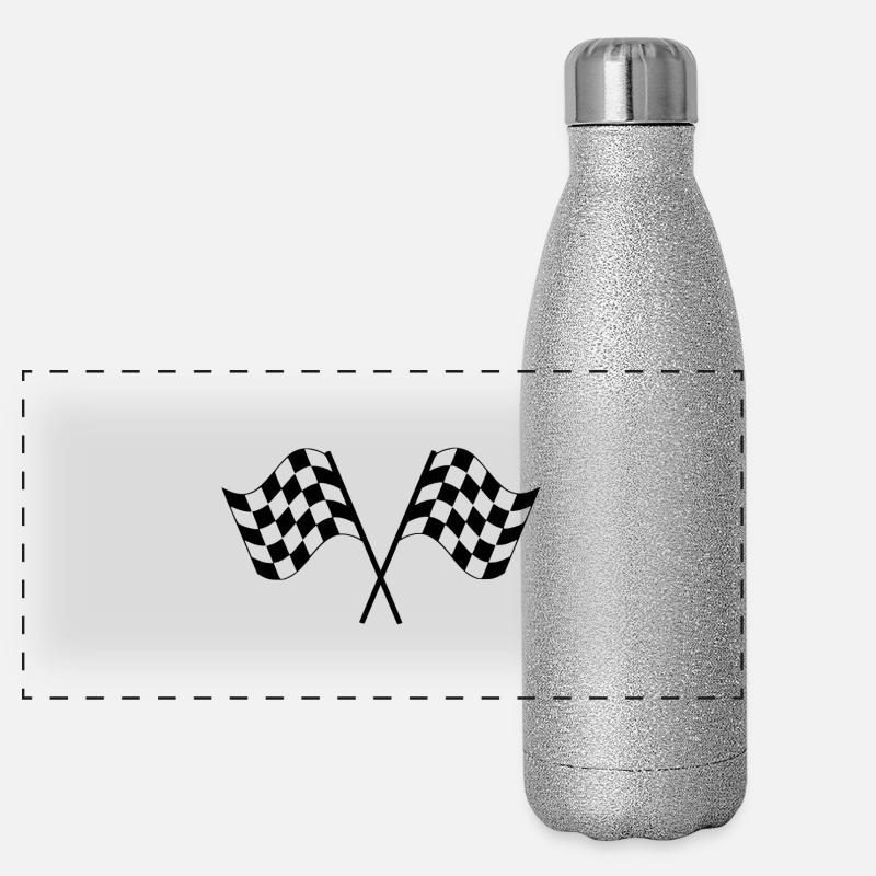 Drapeaux de course à damier Gourde isotherme panoramique pailletée 500 ml